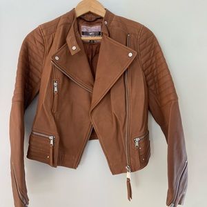 Andrew Marc – Ryan Asymmetrical Moto Leather Jacket - brown